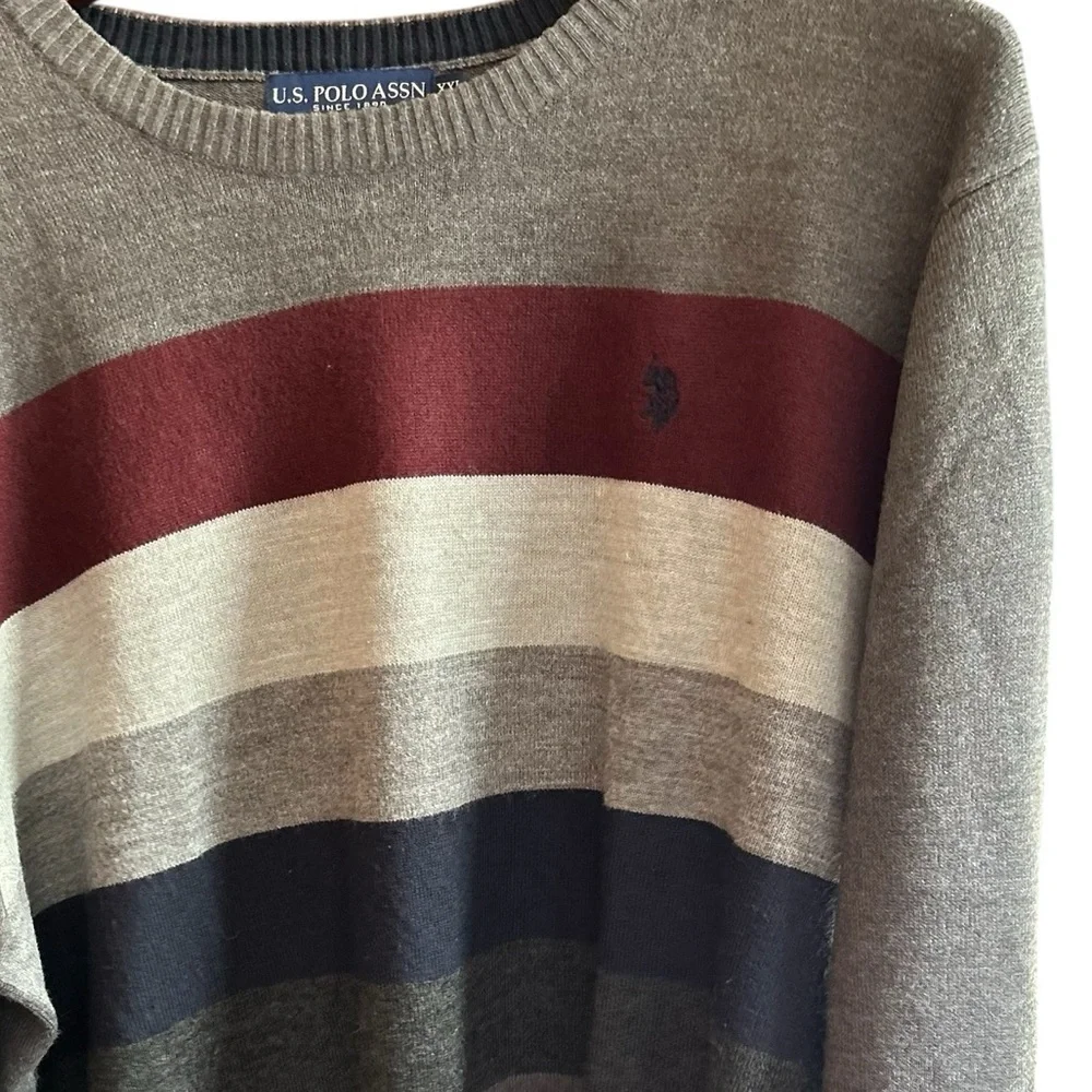 U.S. Polo Assn. Men's‎ XXL Striped Crew Neck Sweater Multicolor Pullover